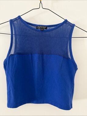 Topshop Royal Blue Mesh Crop Tank